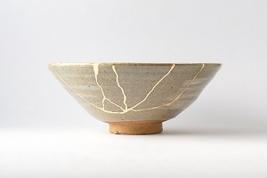 mended pottery bowl